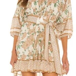 Cleobella Cream and Tan Floral Mini Dress